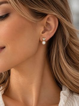 Kolczyki Nomination Italy Pearls Loop z perłą typu shell srebrne pozłacane sercef.jpg